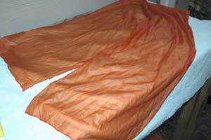 Scarf dyed with lobsters straight out of the dyepot